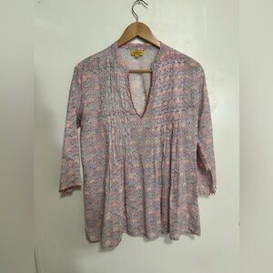 Roberta roller rabbit‎ blouse size small beaded hems floral pattern